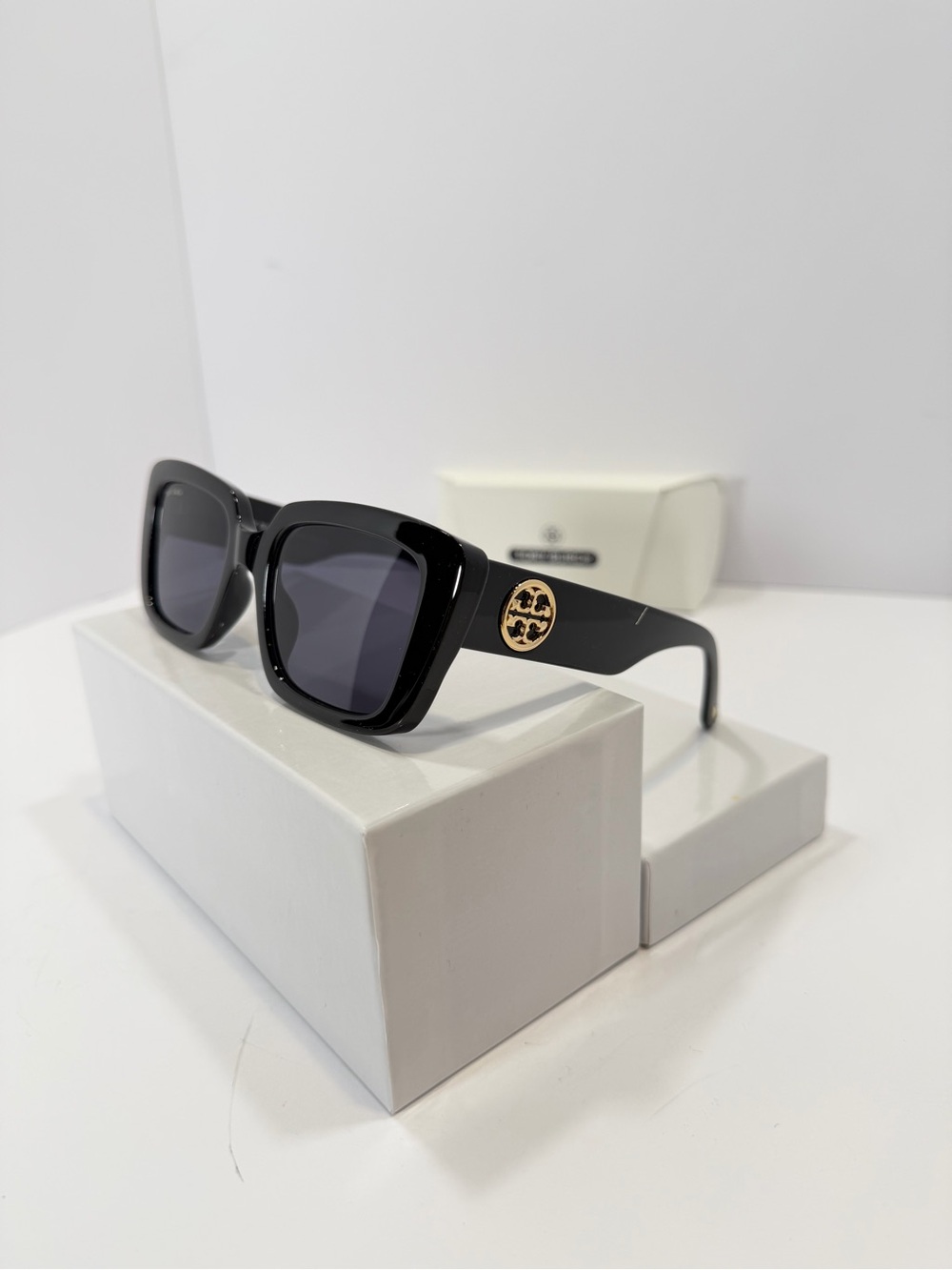 Tory Burch Black Sunglasses with Gold Logo Temples